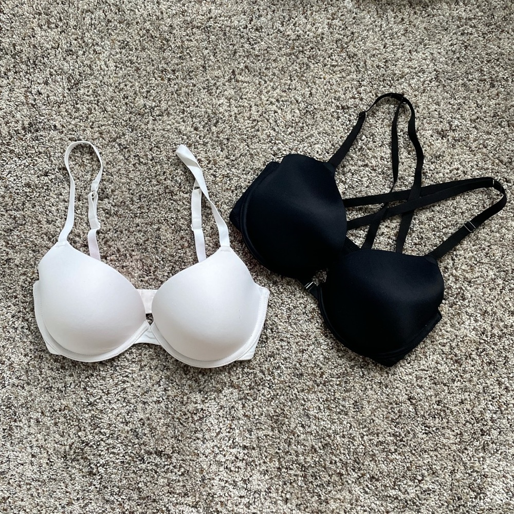 Black and white bras